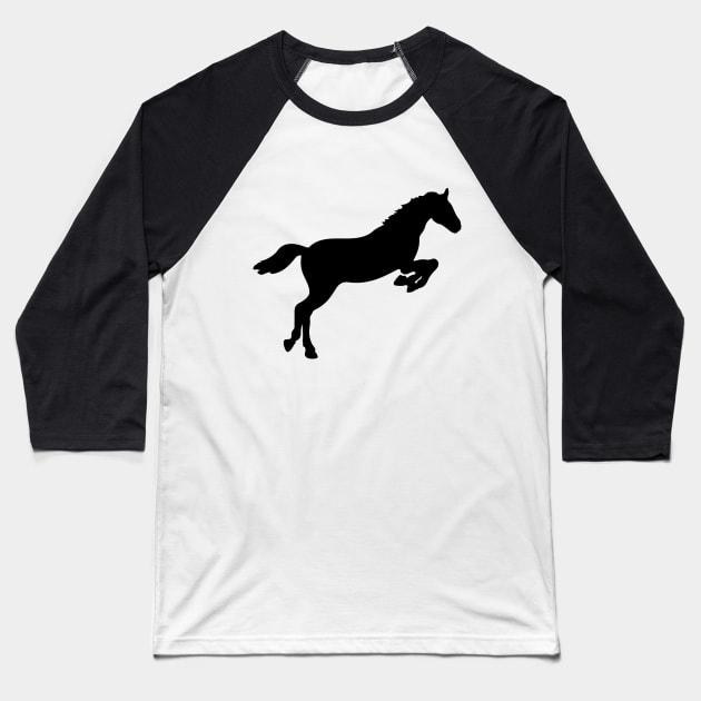 Black Horse Silhouette Baseball T-Shirt by imdesign